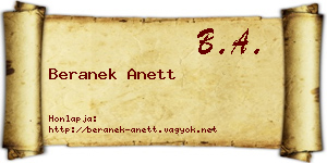 Beranek Anett névjegykártya